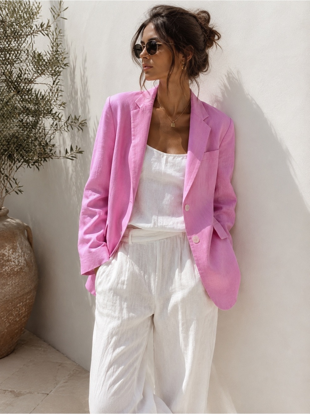 NWOT $540 MSRP Lauren Ralph Lauren Pink 100% Linen Blazer fully lined